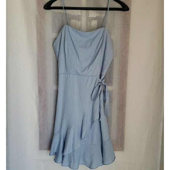 Altar'd State Dresses & Skirts - Altar’d State Women's M Light Blue Dawson Dress Ruffle Hem Side Tie Wrap Y2K 90s
